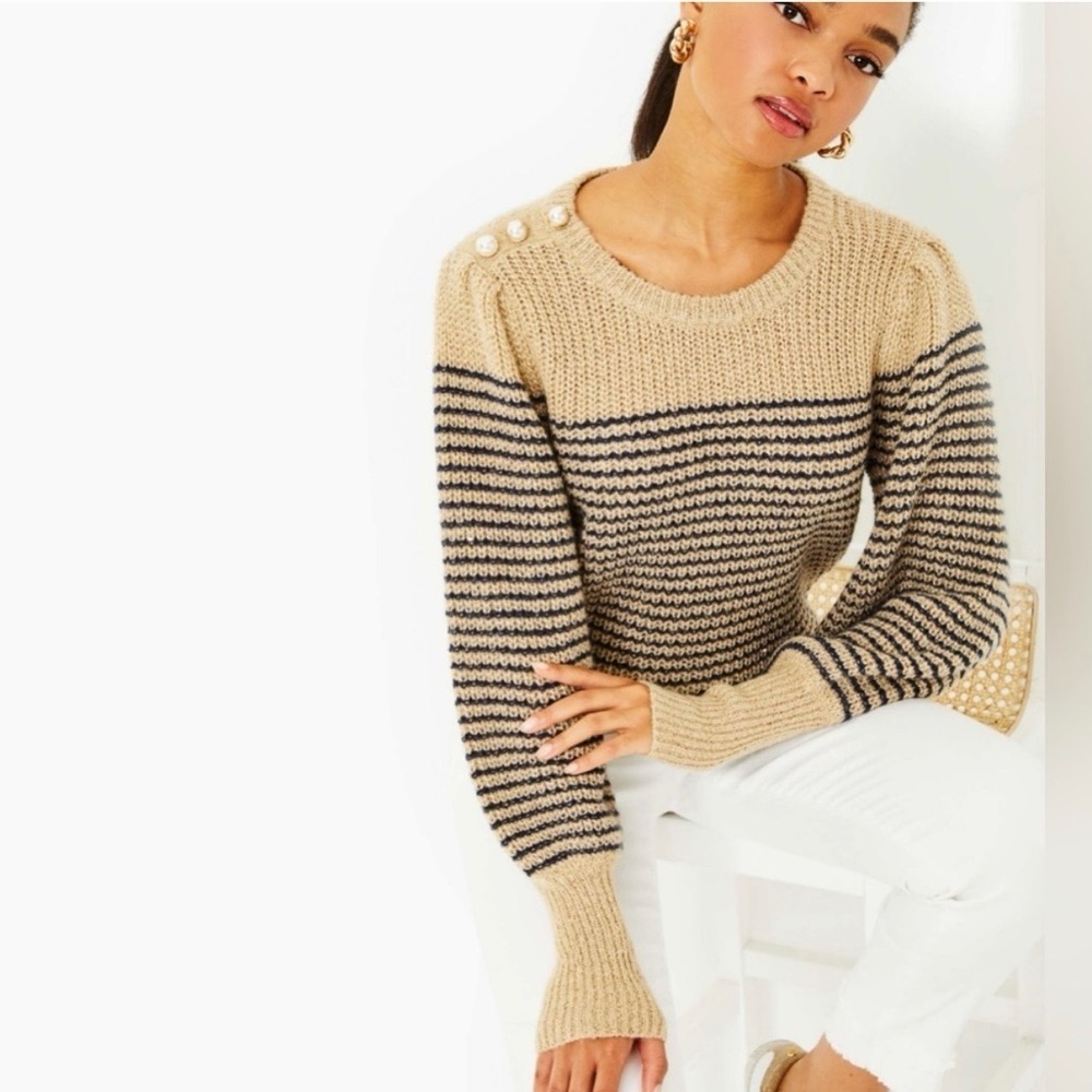 Lilly Pulitzer Finney Sweater Sand Bar Sparkle Stripe size XS